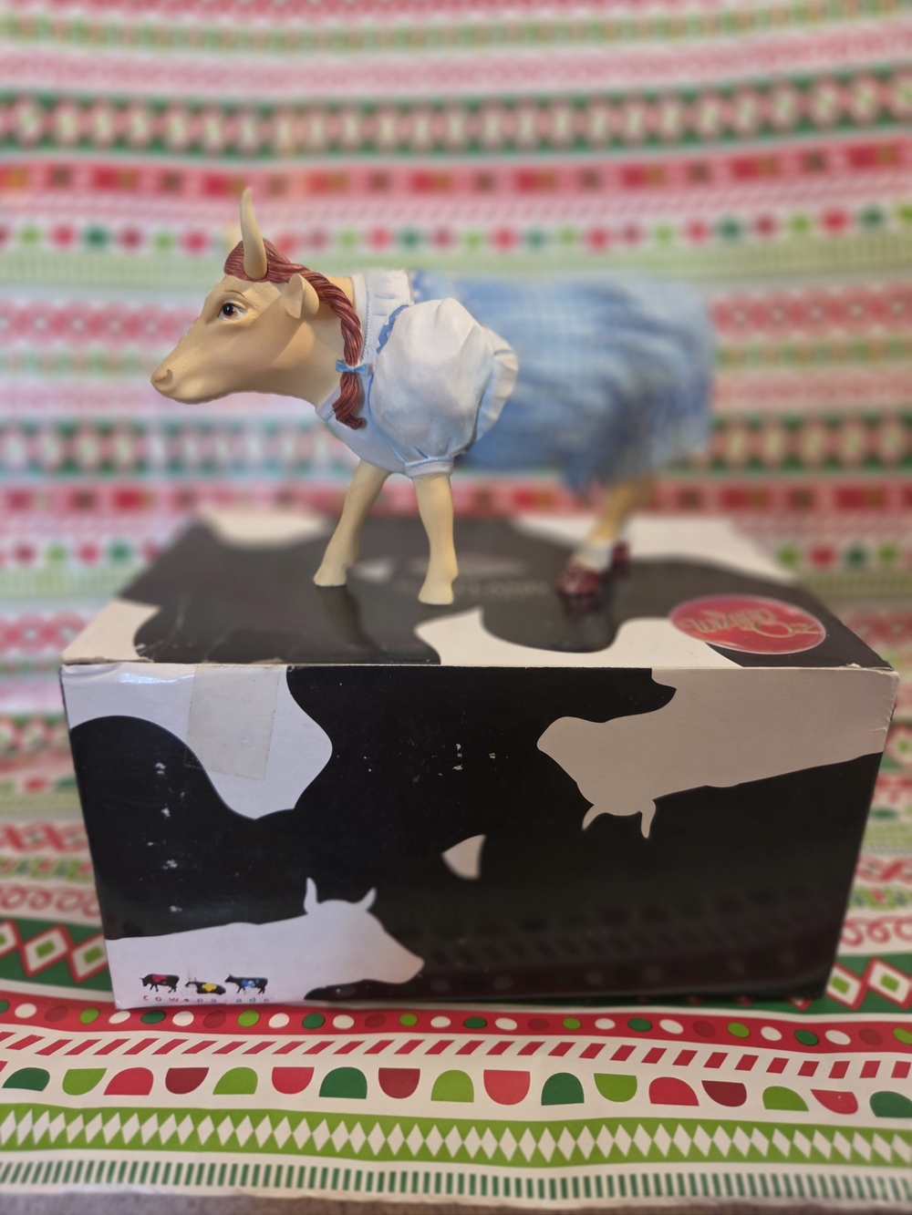 Blue & White Decorative Cow Figurine by